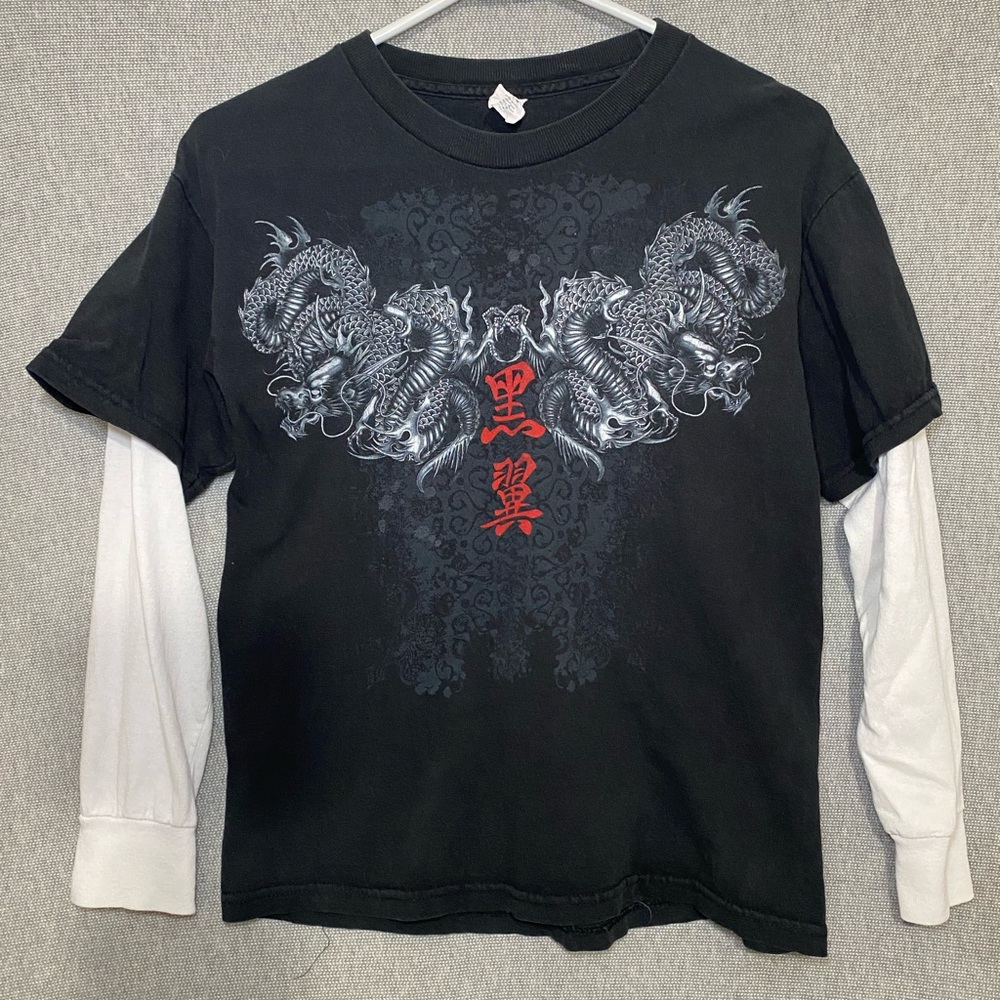 707 FANTASY ACTIVEWEAR DRAGON DOUBLE SLEEVE T-SHIRT YOUTH MEDIUM